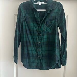 Old Navy Green Plaid Button Down Shirt